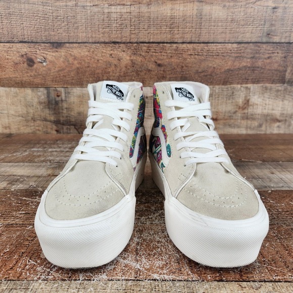 Vans Sk8hi Tepered Stackform Women Size 6.5 Beige Paisley Bloom Platform Sneaker - Picture 2 of 11